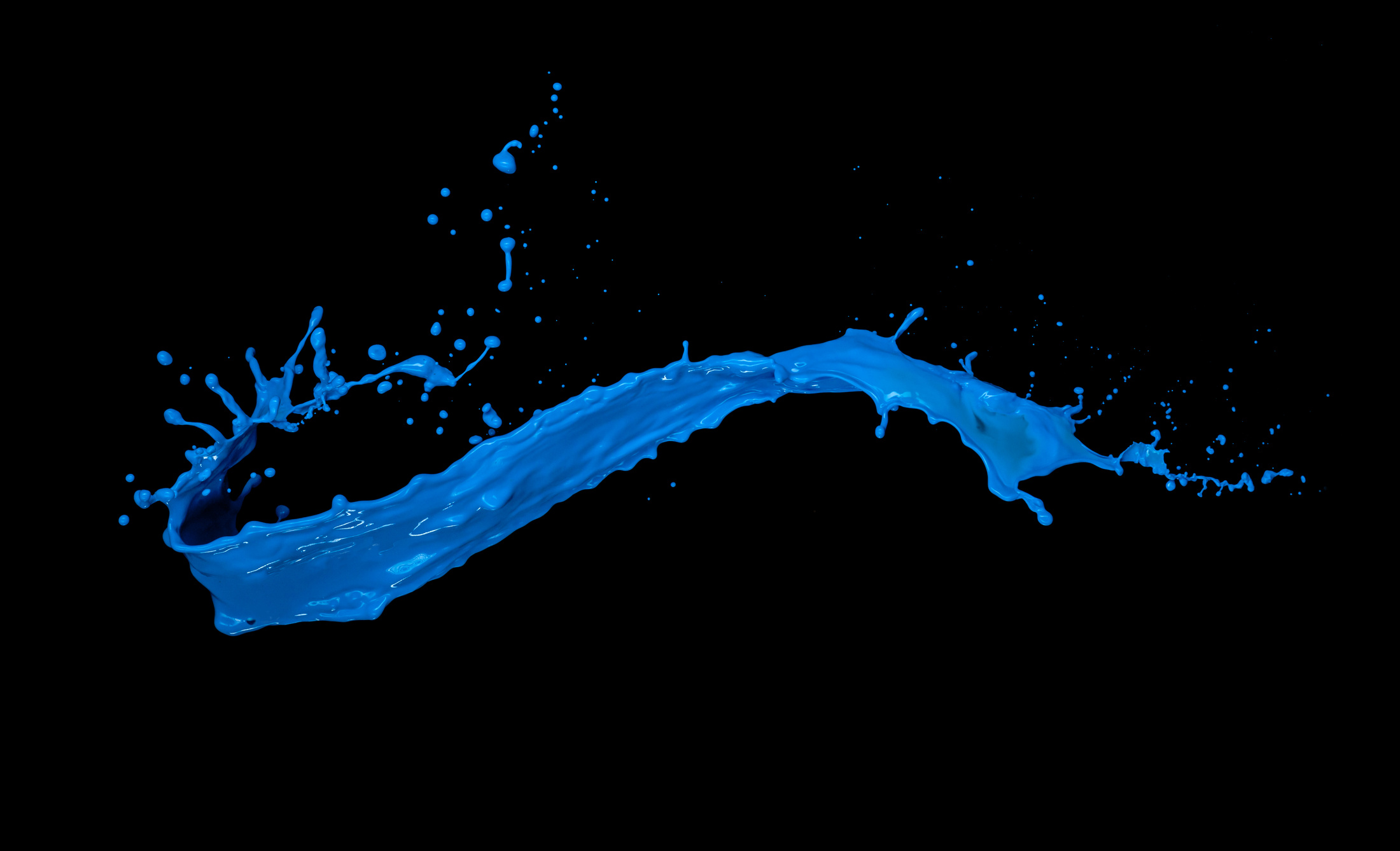 Blue Paint Splash on Black Background